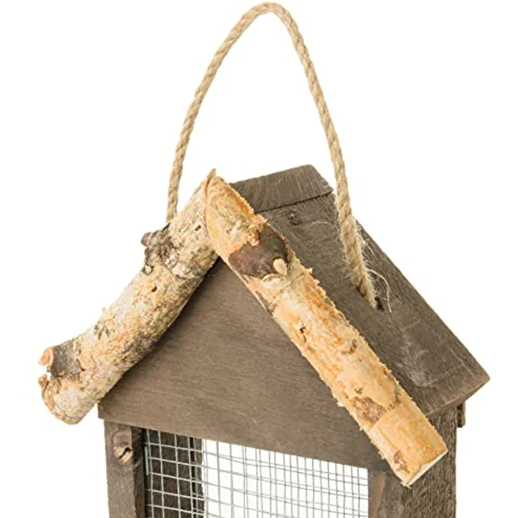 Vogelfutterspender mit Gitter 2er Set, Vogelfutterstation Farbe :Dunkelbraun und Hellbraun, Dimension: 27 cm*17 cm*8 cm, Made in EU – Bild 3