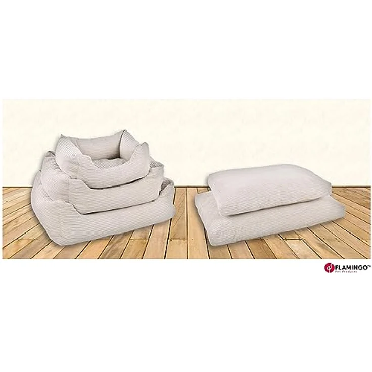 Flamingo Rechteckiges Velutto-Körbchen Beige – 100 x 80 cm, Luxuriöser Komfort für mittelgroße Hunde – Bild 2