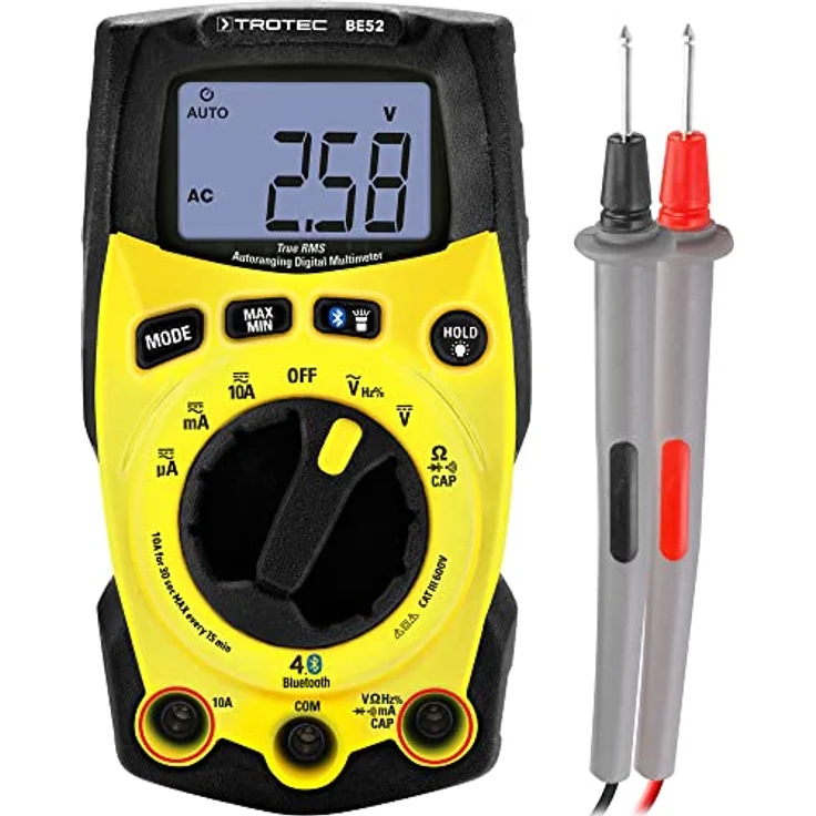 TROTEC Digitales True-RMS-Multimeter BE52 | Bluetooth®-Digital-Multimeter mit kostenloser Smartphone-App, Messgerät, Multifunktionsmessgerät – Bild 1