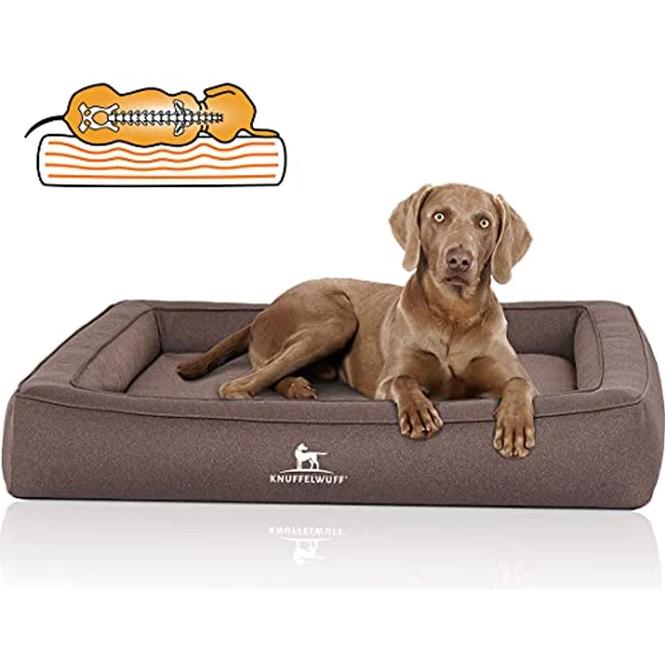 Knuffelwuff Orthopädisches Hundebett aus Velours mit Handwebcharakter Yukon XXXL 155 x 125cm Graubraun – Bild 1