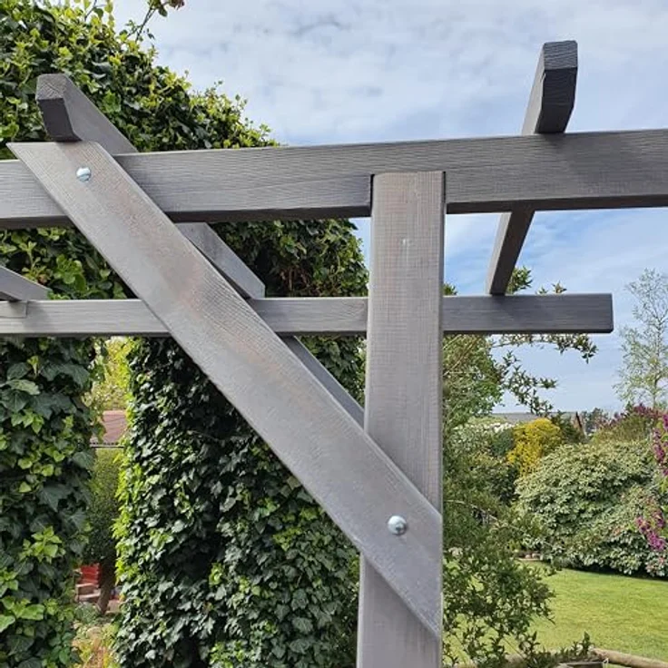 Promadino Pergola 'Ben', graue Rankhilfe aus FSC®-zertifiziertem Kiefernholz, 200 x 210 x 60 cm, einfach montierbar, stabil und nachhaltig – Bild 2