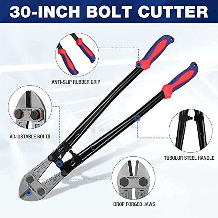 WORKPRO W017007A Bolt Cutter, Bi-Material Handle with Soft Rubber Grip, 30'', Chrome Molybdenum Steel Blade – Bild 2
