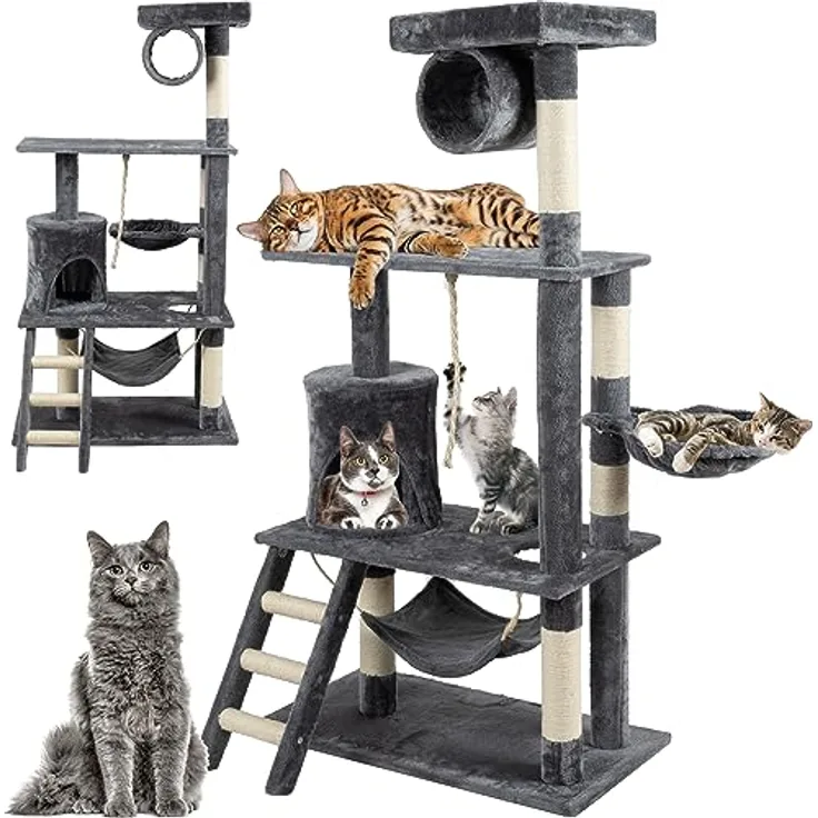 Katzenkratzbaum Katzenhaus Kratzbrett Sisal 141cm 21713