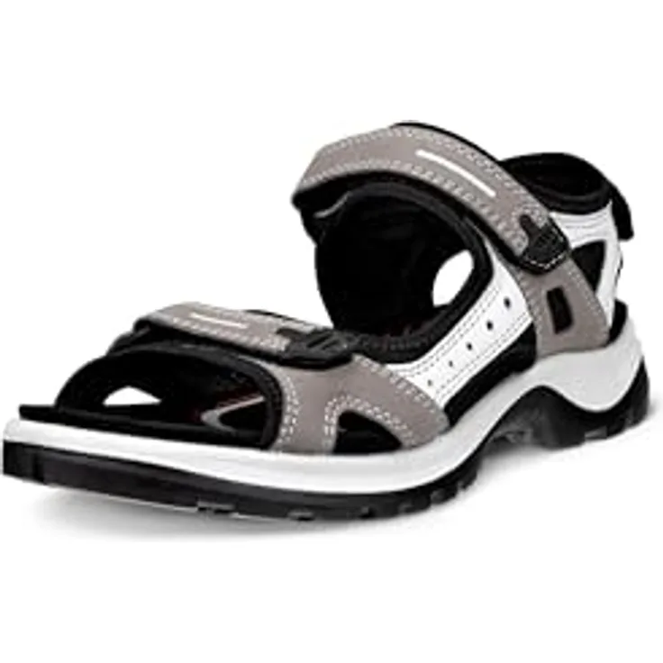 Ecco Damen Sicherheitssandalen aus Nubukleder, grau, mit 2 cm Blockabsatz und Klettverschluss, Größe 40