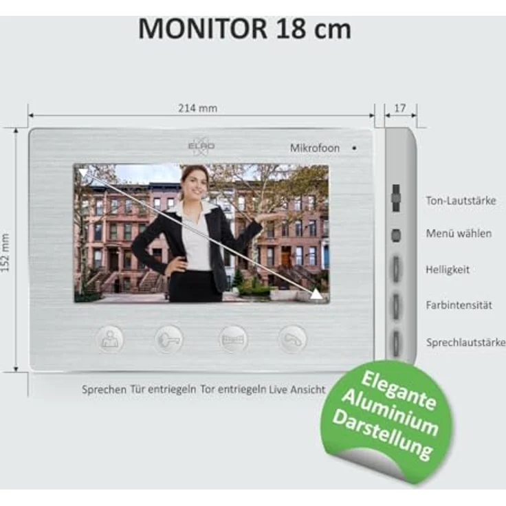 Elro IP 3 Familienhaus Video-Türsprechanlage, 6-tlg. mit Full HD Nachtsichtkamera, WLAN, Gegensprechanlage, vandalismusgeschützt, inklusive 3 Farbmonitoren – Bild 2