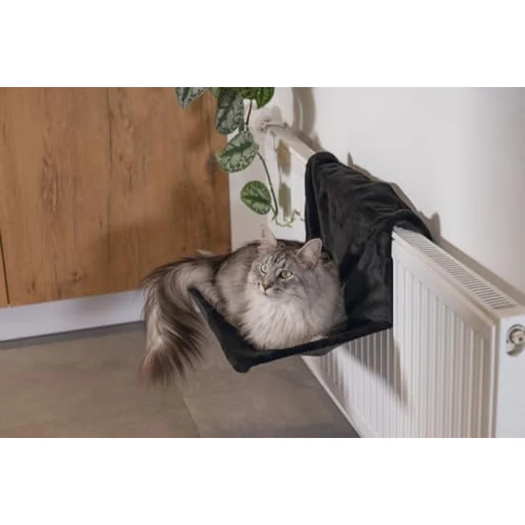 Beeztees Tierbett Hängematte Sleepy schwarz, Plüschbezug für extra weiches Liegegefühl – Bild 3