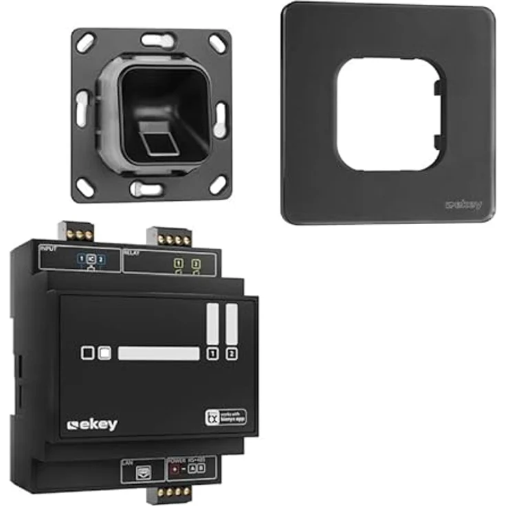 EKEY 203704 xLine Fingerprintset, Biometrische Zutrittslösung zur Unterputzmontage mit schwarzem Fingerprint und Glasrahmen, 0,4 W, 12-24 V, für bis zu 100 Benutzer – Bild 2