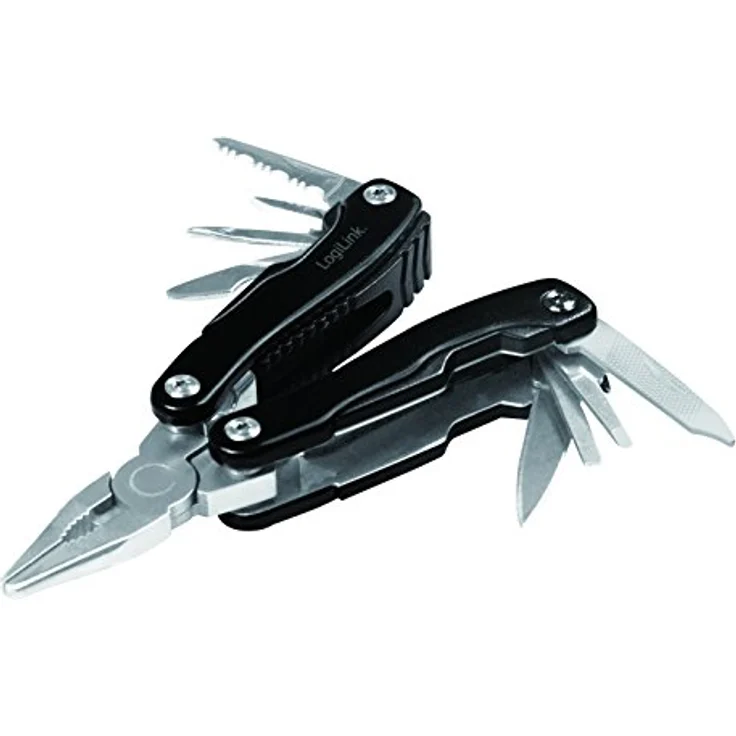 LogiLink WZ0044 11 in 1 Multitool, multifunktionales Überlebenswerkzeug im Taschenformat mit Zange, Schwarz/Silber, ideal für Autofahrten und Outdoor-Abenteuer – Bild 3