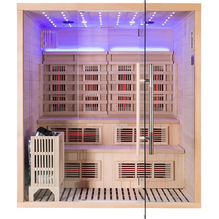 AEA Zweifach-System Sauna: Infrarot & Trockendampfsauna mit 4500 Watt Saunaofen, 150 x 110 x 190 cm, für 2 Personen