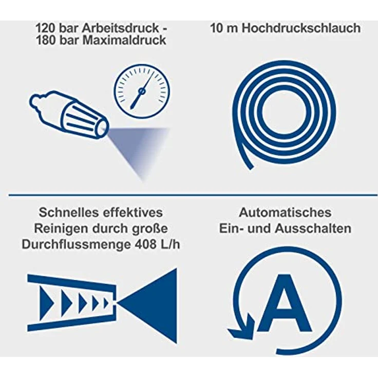 Scheppach HCE2550 Hochdruckreiniger, 2400W Motor mit 180 bar Druck, 12-tlg. Zubehör und 10m Schlauch – Bild 3