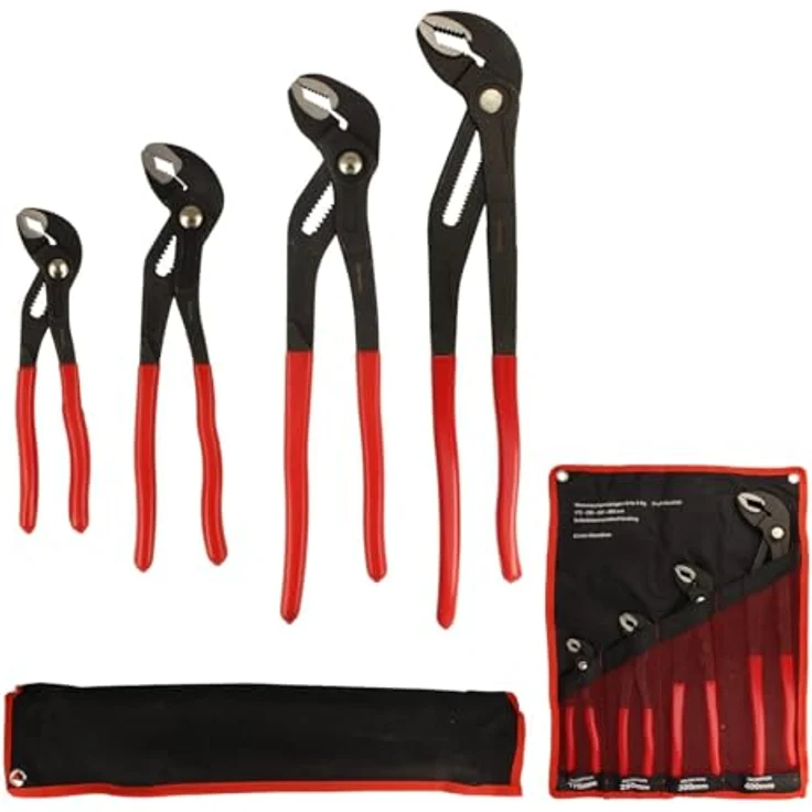 BOOMET Wasserpumpenzange Set · 4er Set 175mm 250mm 300mm 400mm · Verstellbare Rohrzange mit Druckknopf · Zangenschlüssel mit Feinverstellung per Knopfdruck – Bild 1