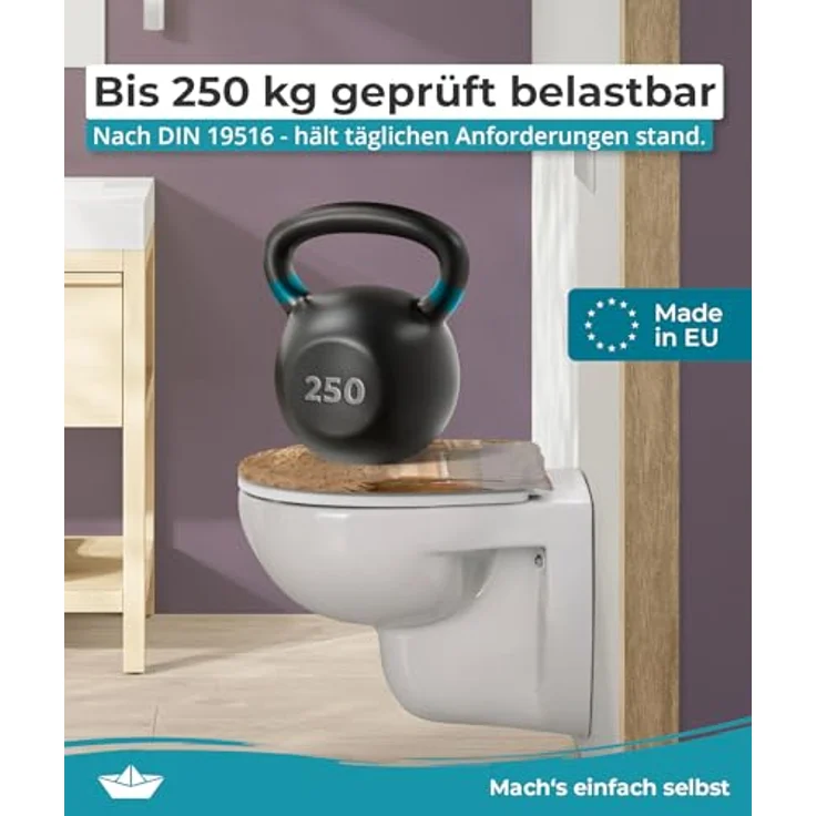 Calmwaters WC Sitz Motiv Sandstrand, Absenkautomatik, 2 Montage Optionen, antibakterieller Duroplast, 250 kg Tragkraft – Bild 5