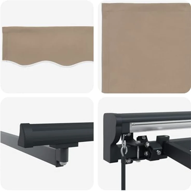 vidaXL Manuell einziehbare Markise, Beige 4,5 x 3,5 m, wetterbeständiger Polyesterstoff, pulverbeschichteter Stahlrahmen, Wandmontage – Bild 5