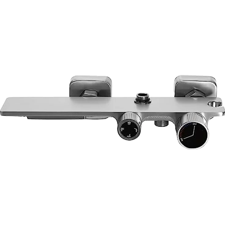 Rea Duschsystem HELIX Nickel Brush INOX, Duschset mit 20 x 30 cm Regendusche, Duscharmatur und Messing Kopfbrause, gebürstetes Stahl – Bild 3