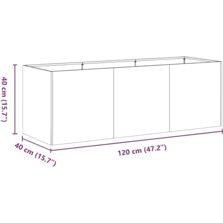 vidaXL Pflanzkübel Schwarz 120x40x40 cm Kaltgewalzter Stahl, Garten-Pflanzgefäß mit viel Platz und erhöhter Stabilität – Bild 3