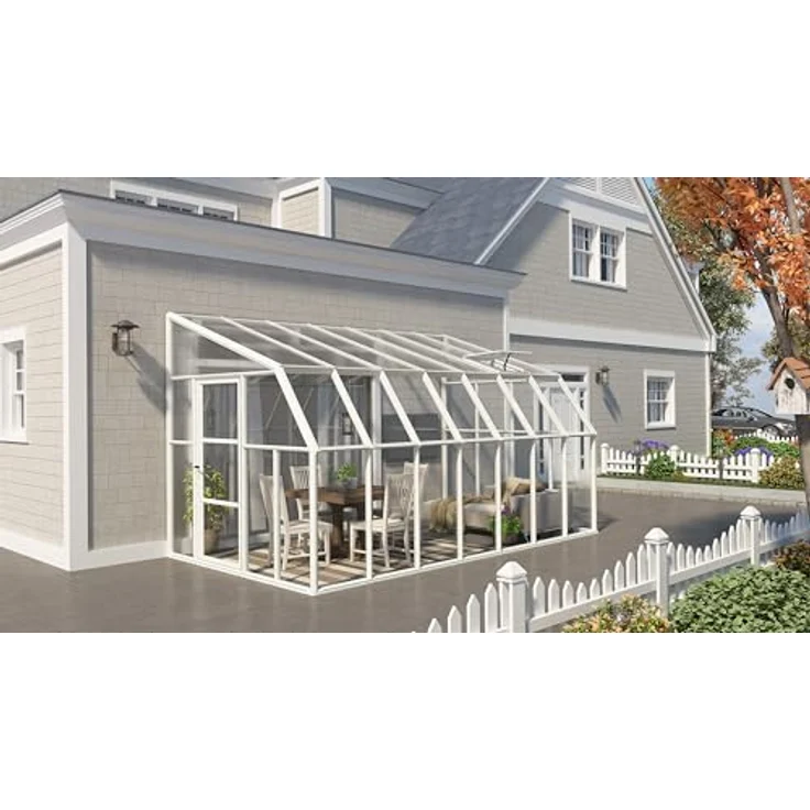 Palram - Canopia Gewächshaus Sun Room, BxTxH: 257 x 446 x 266 cm, BxLxH: 58 x 120 x 266 cm, 3 mm Wandstärke, lebenslang widerstandsfähige Wandpaneele, Alu Wintergarten Polycarbonat, weiß – Bild 3