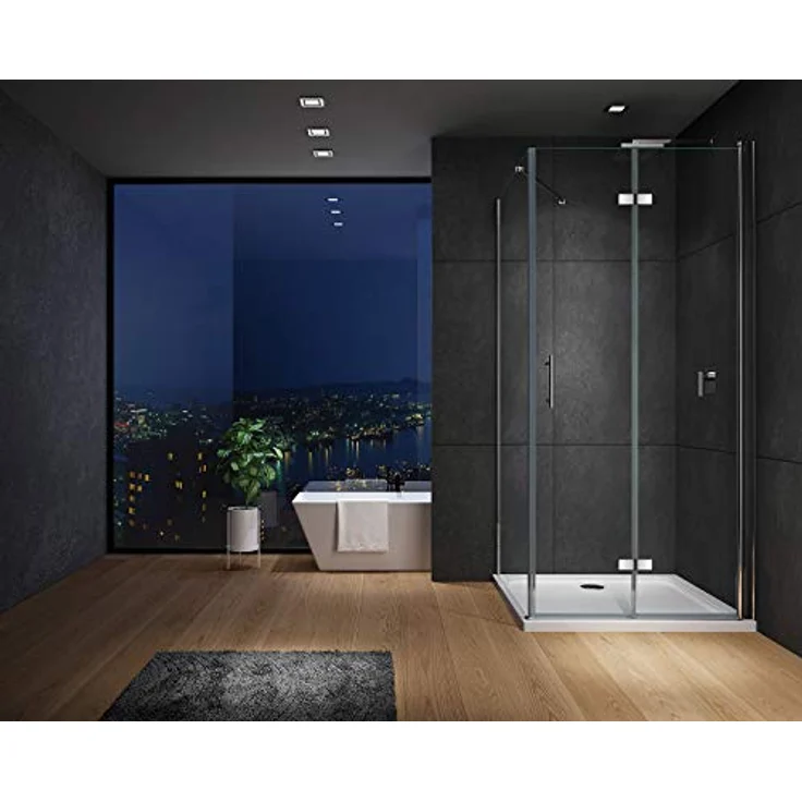 IMPTS Eckdusche Duschtür Falttür mit Seitenwand Komplett Duschkabine, BxT: 75x90 cm, Einscheibensicherheitsglas, 2-tlg., INKL. Duschwanne & Ablauf – Bild 2
