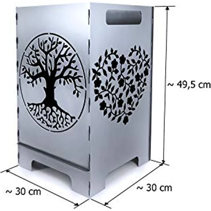 teileplus24 FT01 Feuertonne Groß Eckig Steckbar Leichte Reinigung, Design:Baum 50cm – Bild 4
