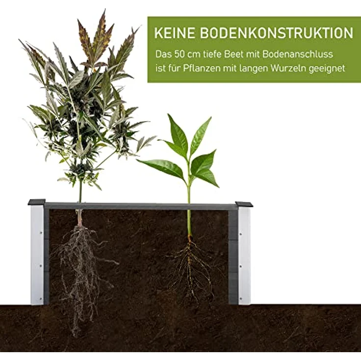 Outsunny Hochbeet Pflanzkasten Blumenkübel Blumenkasten wetterfest ohne Boden Grau WPC + Aluminium 100 x 50 x 55,5 cm – Bild 5