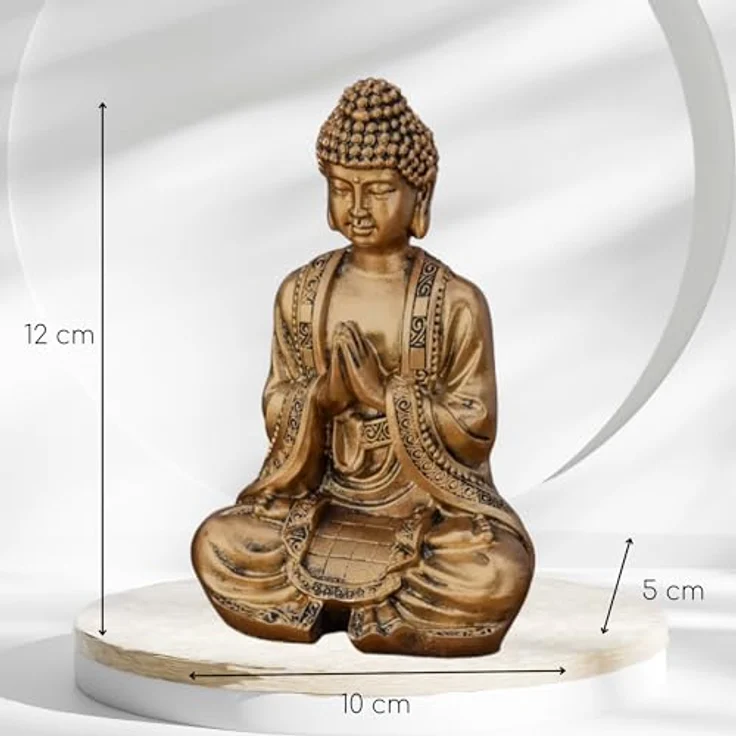 Zen Light Buddha Meditation Gold Dekofigur Harz, Einheitsgröße – Bild 5