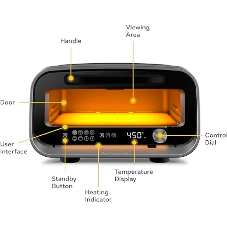 Ooni Volt 2, Elektrischer Pizzaofen mit Pizza Intelligence™, 450°C, kompakt für 13 Zoll Pizzen, schwarz – Bild 3