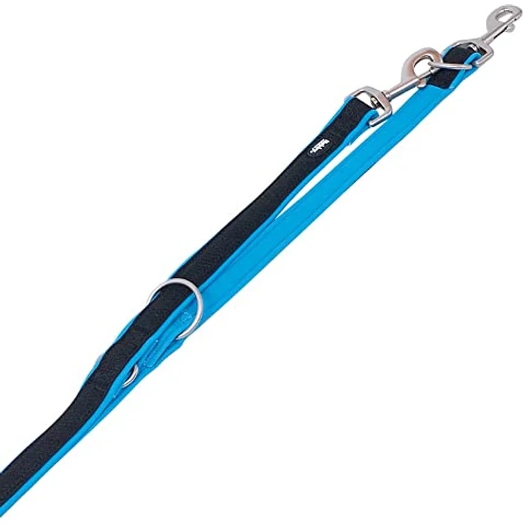Nobby Führleine Mesh Preno, hellblau, 200 cm lang, 25/35 mm breit, mit Neoprenfutter und matt silbernen Metallteilen – Bild 1