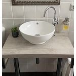 Aufsatzwaschbecken Rund 43x 17 cm mit Überlauf Waschbecken Waschschale Weiß Keramik Aufsatzwaschschale