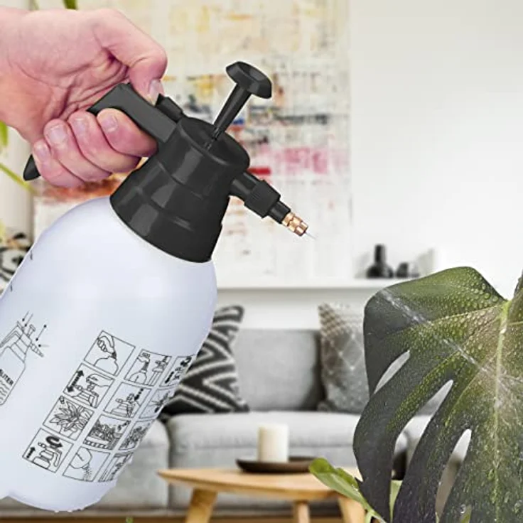 2 x Pumpsprühflasche, einstellbare Messingdüse, Pflanzen Bewässerung, Schädlingsbekämpfung, 1,5 l Drucksprüher, schwarz – Bild 4