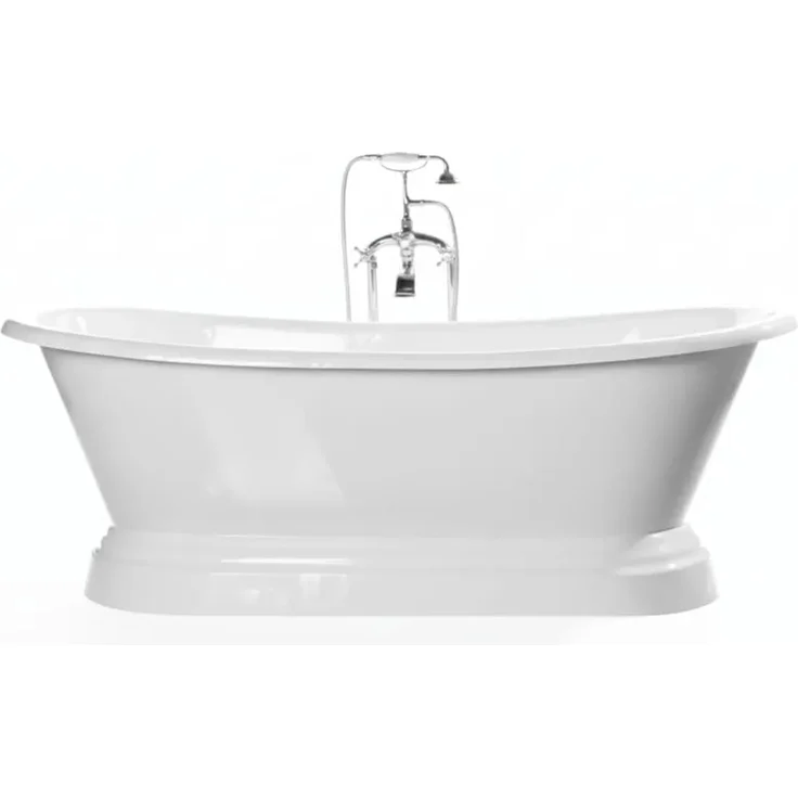 Rogier & Mothes Freistehende Gusseisen Badewanne Southport, weiß, 180 cm x 79 cm, doppelte Rückenlehne, handbemalt, antibakterielle Oberfläche, 225 Liter Fassungsvermögen