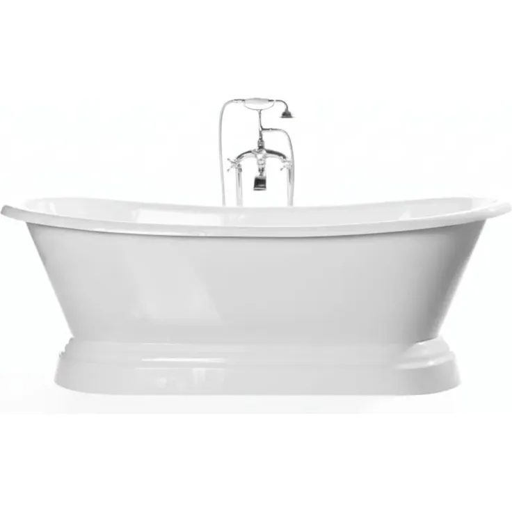 Rogier & Mothes Freistehende Gusseisen Badewanne Southport, weiß, 180 cm x 79 cm, doppelte Rückenlehne, handbemalt, antibakterielle Oberfläche, 225 Liter Fassungsvermögen