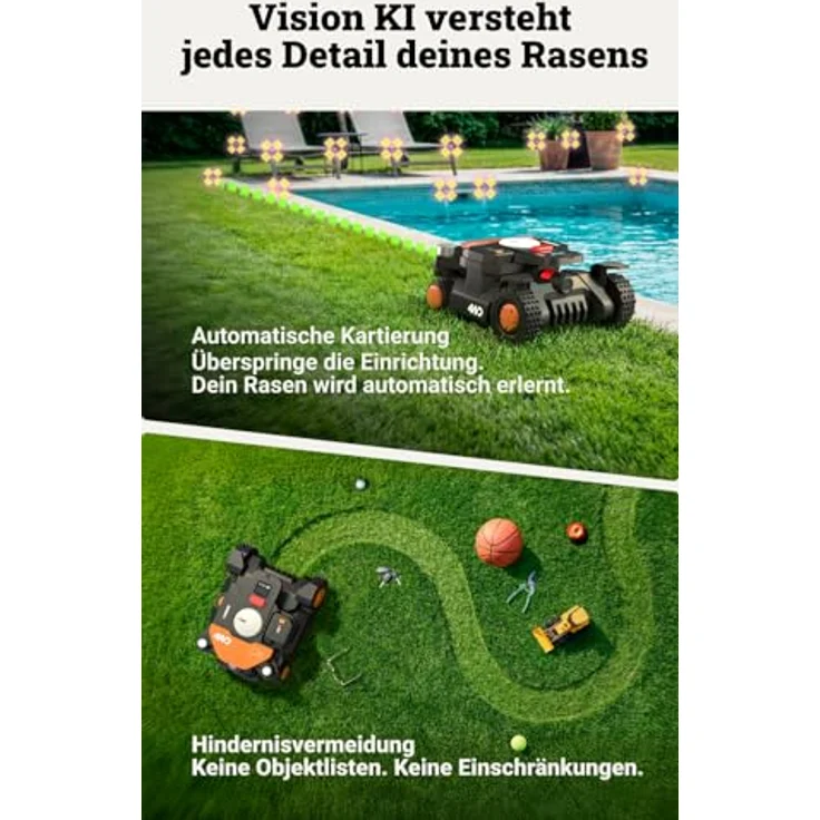 Worx Mähroboter 'Landroid Vision Cloud 4WD WR344', Allrad-Antrieb, bis 4000 m², präzise RTK Cloud Positionierung, App-Steuerung, Schnitt-Höhenverstellung – Bild 4