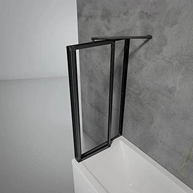 Schulte Duschabtrennung für Badewanne Smart, Höhe: 121 cm, 2-teilig mit Seitenwand 68-71 cm, 3 mm Sicherheitsglas (ESG) Klar hell, inkl, Klebemontage, Schwarz-matt, Black Style, D133270 68 50 – Bild 2