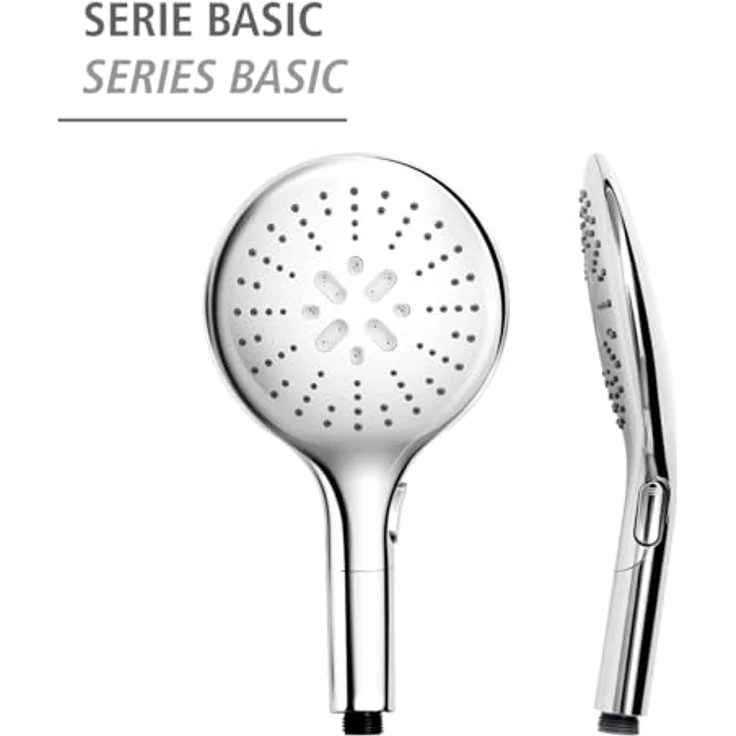 Wenko Handbrause 'Basic Line' chromfarben Ø 15 cm, 3 Strahlarten – Bild 2