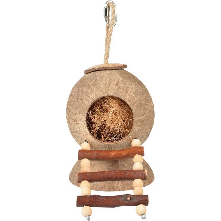 DUVO+ Nagerhaus Coconut Jungle Haus mit Leiter, aus Kokosnuss, 31 x 12 x 12 cm