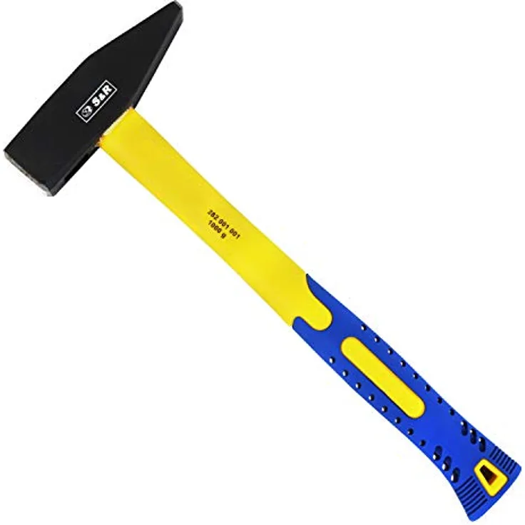 S&R Schlosserhammer 1000 g, Fiberglas-Stiel mit rutschfester PVC-Beschichtung, stoßdämpfend und handschonend