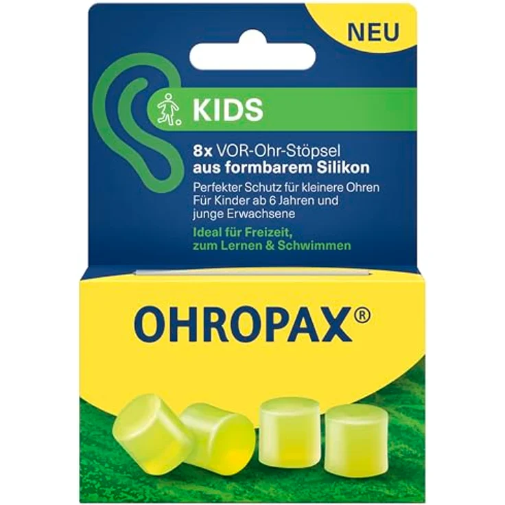 OHROPAX Kids Ohrstöpsel – Schutz vor Lärm für kleinere Ohren – VOR-Ohr-Stöpsel aus formbarem Silikon – SNR 23 dB – 8 Stück – Bild 2