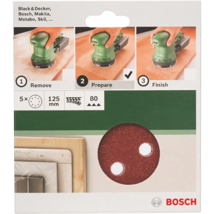 Bosch Schleifblatt (für Exzenterschleifer verschiedene Materialien, 5 Stück, Ø 125 mm, Körnung 80) – Bild 4