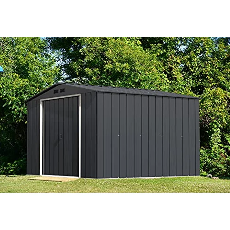 Duramax ECO 10 x 10 (9.16 m²) Metallgerätehaus, feuerverzinktes Metall gerätehaus - Geräteschuppen, verstärkte Dachkonstruktion, wartungsfreier und wetterfester Metallschuppen, Anthrazit – Bild 2