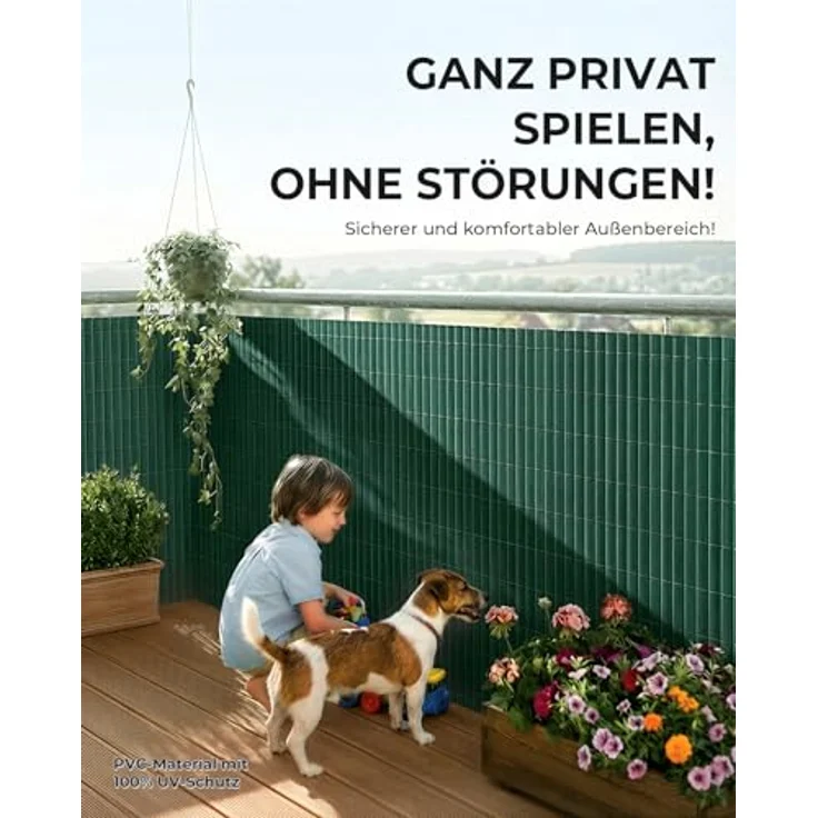 paramondo PVC Sichtschutzmatte 150 x 300 cm, dreifach verstärkt, wetterfest mit strukturierter Oberfläche, Grün – Bild 2