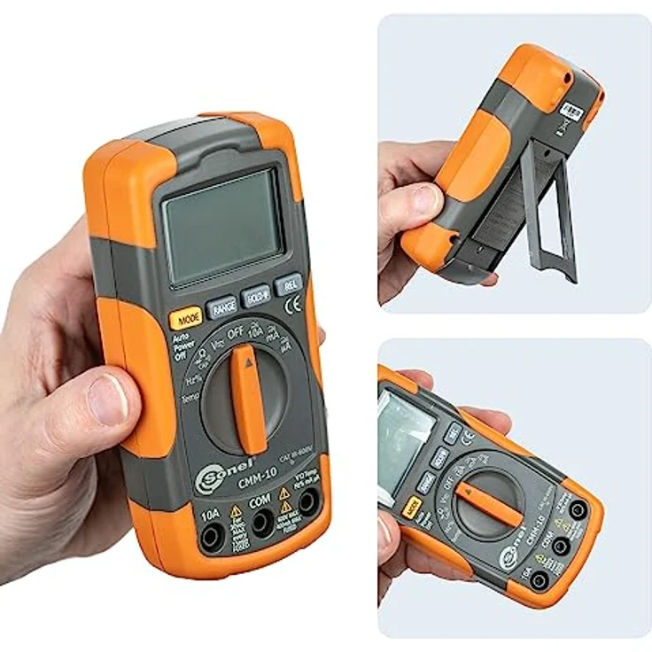 Sonel Digitalmultimeter CMM-10 WMGBCMM10, AC/DC Spannung, Widerstand, Kapazität, Temp, großes Display, Hintergrundbeleuchtung, gelb – Bild 4
