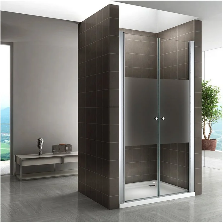 i-flair Dusch-Doppelflügeltür Duschtür Lima mit Pendeltüren aus teilsatiniertem ESG Sicherheitsglas, 68x180 cm - Preisvergleich – Bild 1