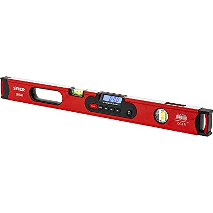 STIER Digitale Wasserwaage, SDW-600 LCD-Display, ±0,2°, 60 cm, vertikal & horizontal einsetzbar, HOLD-Funktion – Bild 1