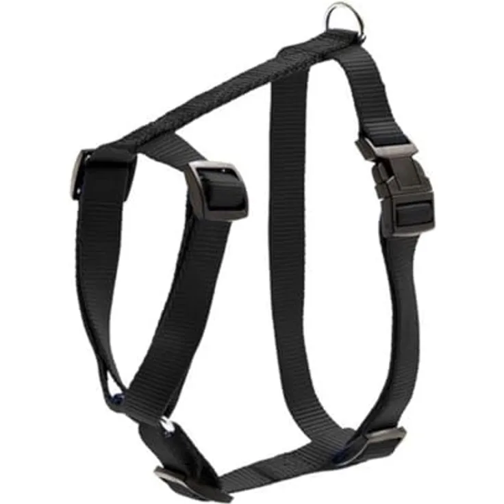 Karlie Art Sportiv Basic, Hundegeschirr aus robustem Nylon, stufenlos verstellbar, Schwarz, 25-40x1 cm