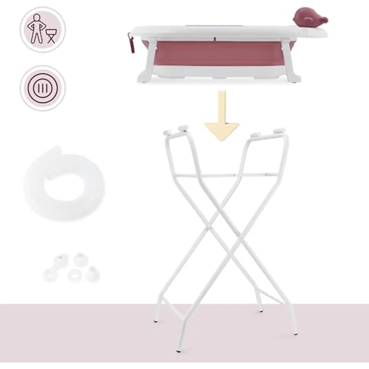 Moby-System Faltbare Babybadewanne mit LCD-Thermometer, ergonomischem Standfuß und Halterung - Altrosa – Bild 11