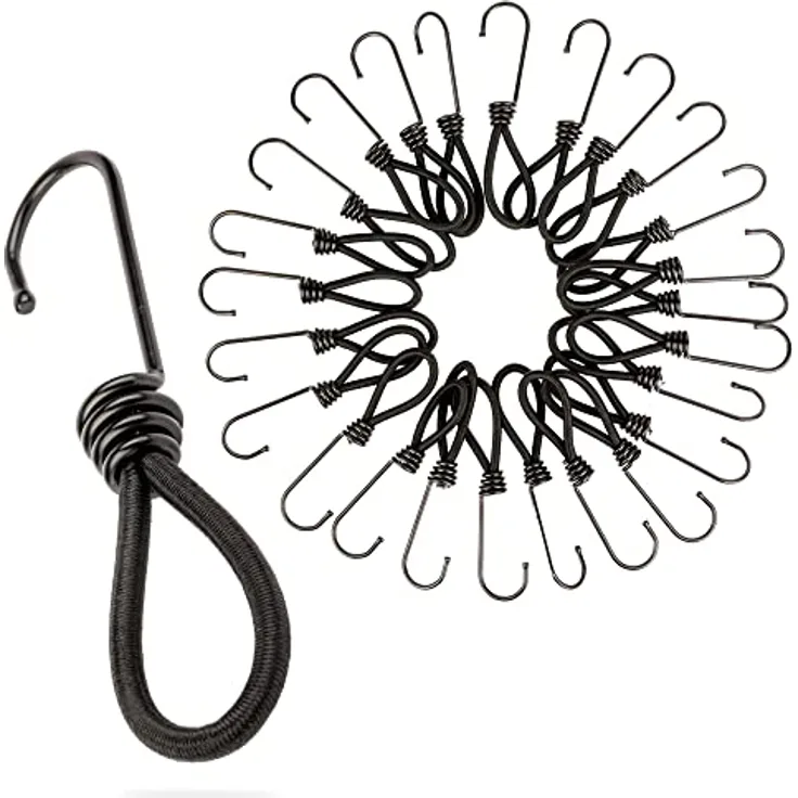 PRETEX Spanngummi mit Haken - Set mit 25 Stück x 13cm Expander mit Öse - Hochbelastbare Gummispanner - Perfekt als Planenspanner für Camping oder zur Transportsicherung für Anhänger