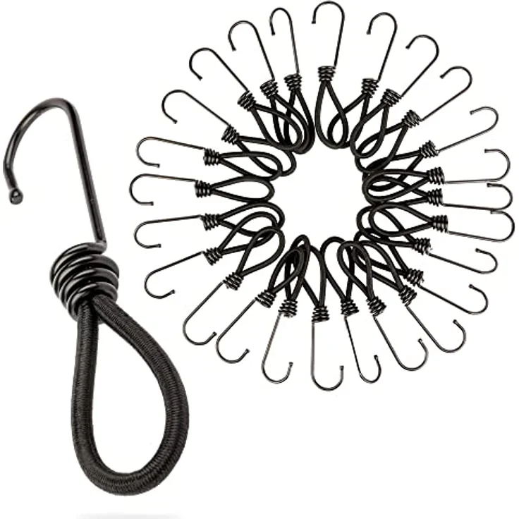 PRETEX Spanngummi mit Haken - Set mit 25 Stück x 13cm Expander mit Öse - Hochbelastbare Gummispanner - Perfekt als Planenspanner für Camping oder zur Transportsicherung für Anhänger – Bild 1