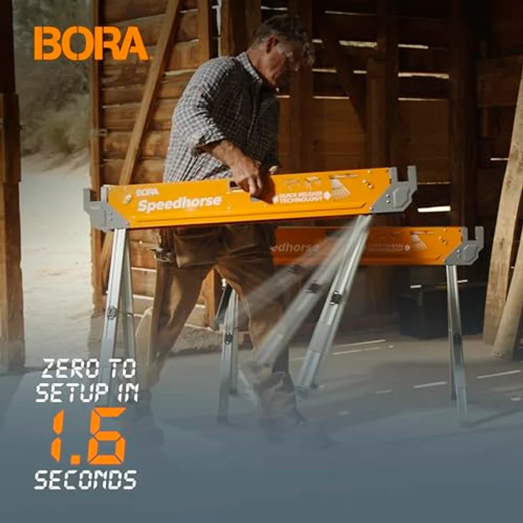 Bora Portamate Speedhorse Sawhorse | Heavy Duty Benchhorse Table Stand with Folding Legs and Metal Top for 2x4 PM-4500 – Bild 2
