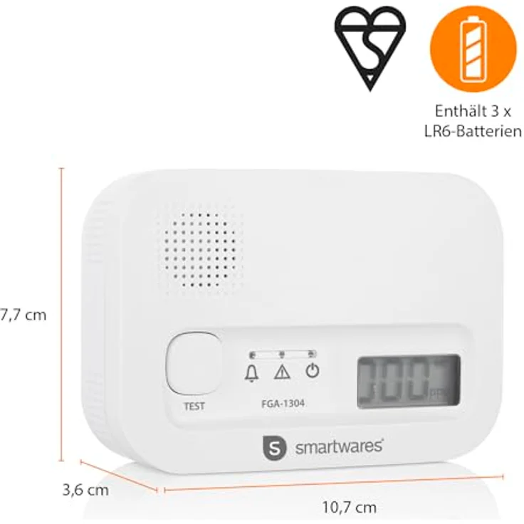 Smartwares FGA-13041 Gasmelder batteriebetrieben detektiert Kohlenmonoxid – Bild 4