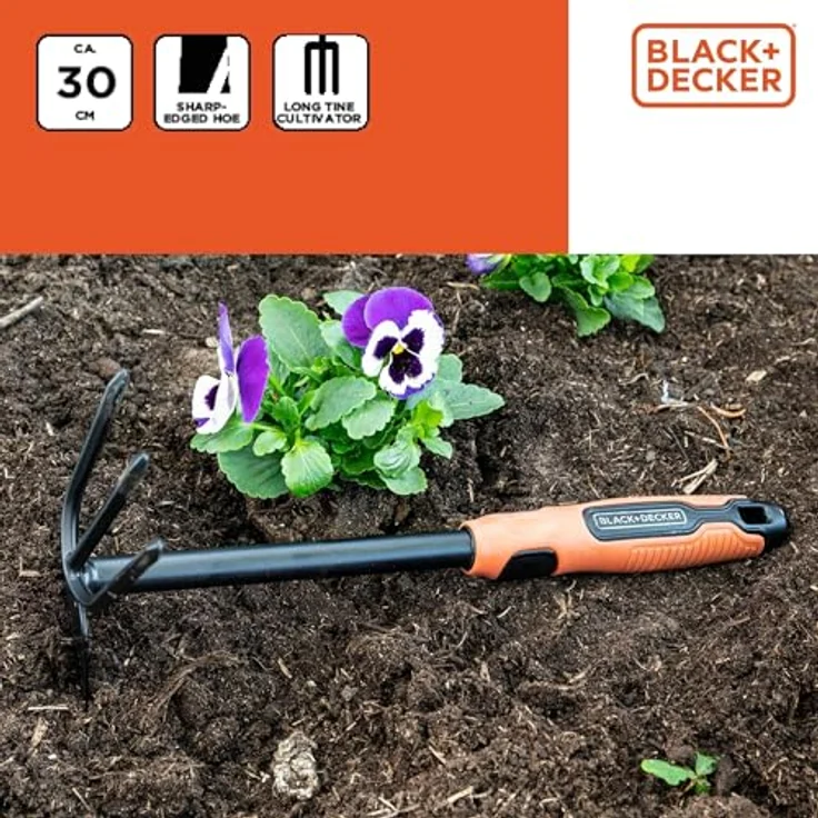 Black + Decker Doppelhandhacke, 30 cm Kultivator für effektives Hacken und Wurzel-Lockern – Bild 6