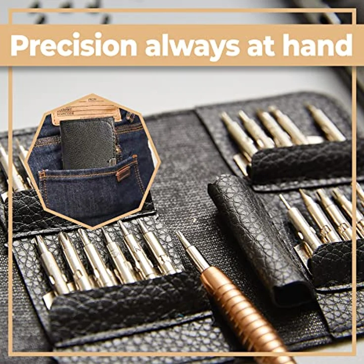 Retoo Mini Schraubendreher Set 25 teilig Präzisions Magnetisierbar Wechseleinsätze Werkzeugset Screwdriver Kit Reparatur Schraubendrehersatz für Handy Laptop PC Tablet Brillen Schwarz-Silber – Bild 4